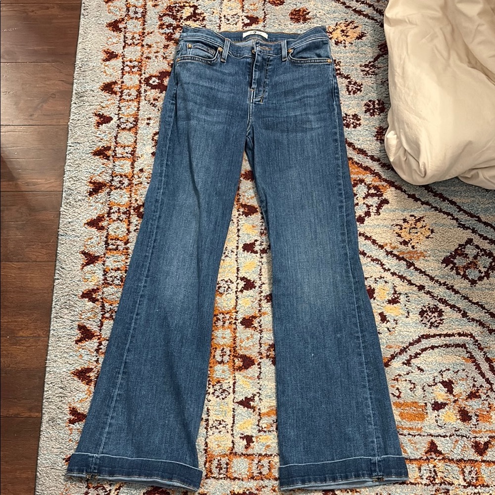 7 For All Mankind Tailorless Dojo Women’s Wide Leg/Flare Dark Wash Jeans